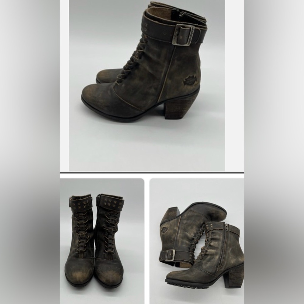 Harley-Davidson Calkins LS Boot 8" D84267 Women 7 Gray Leather Motorcycle Boot - Picture 8 of 8
